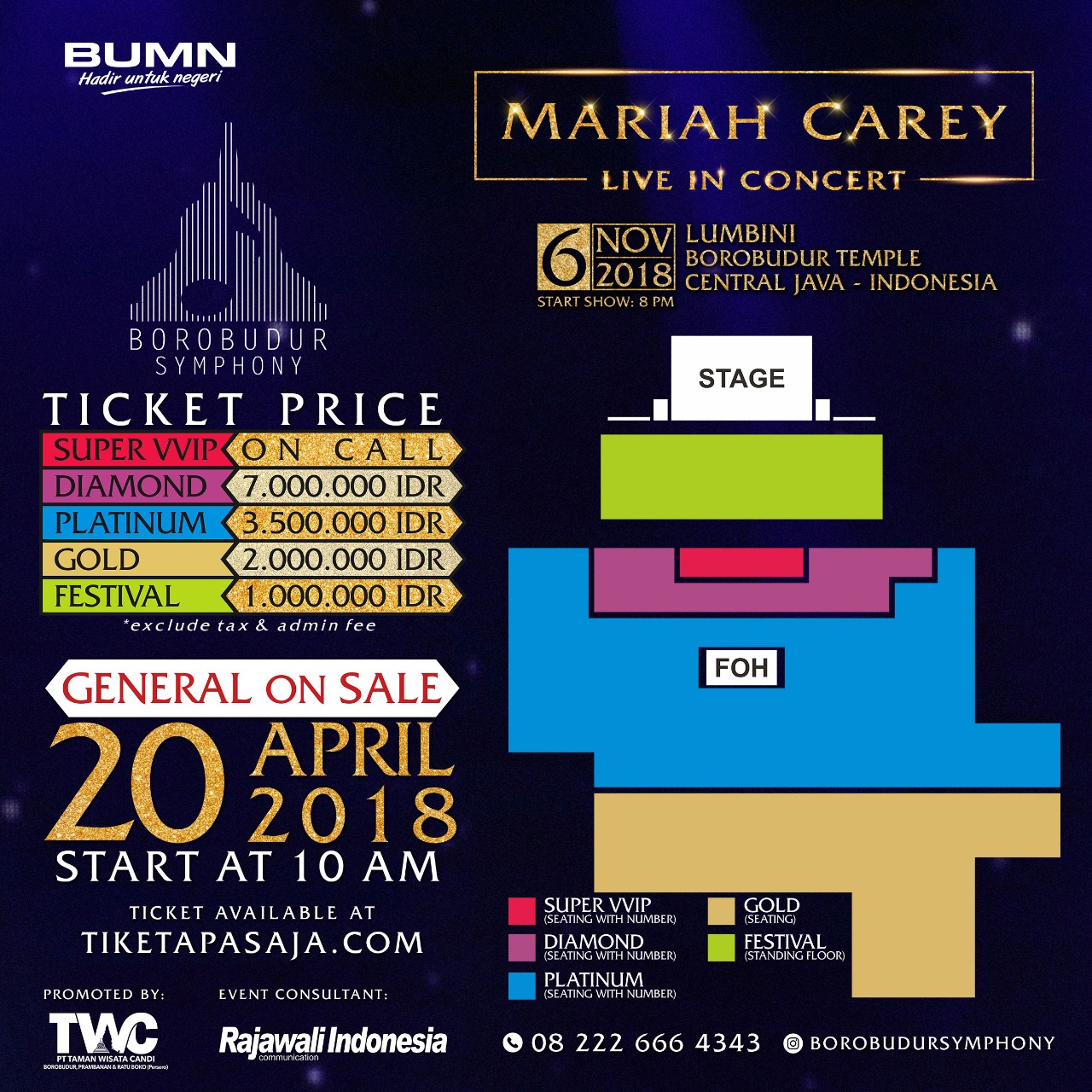 Harga Presale Mariah carey borobudur magelang 2018